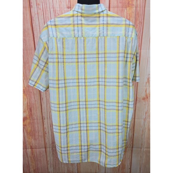 Tommy Bahama Mens Yellow & Blue Plaid Short Sleeve Shirt XL - Picture 2 of 9